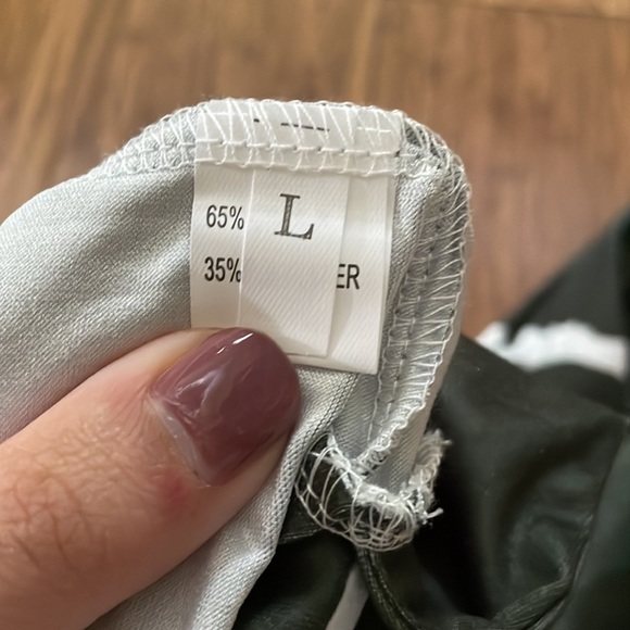 Long sleeve, olive green striped shirt - Picture 3 of 4